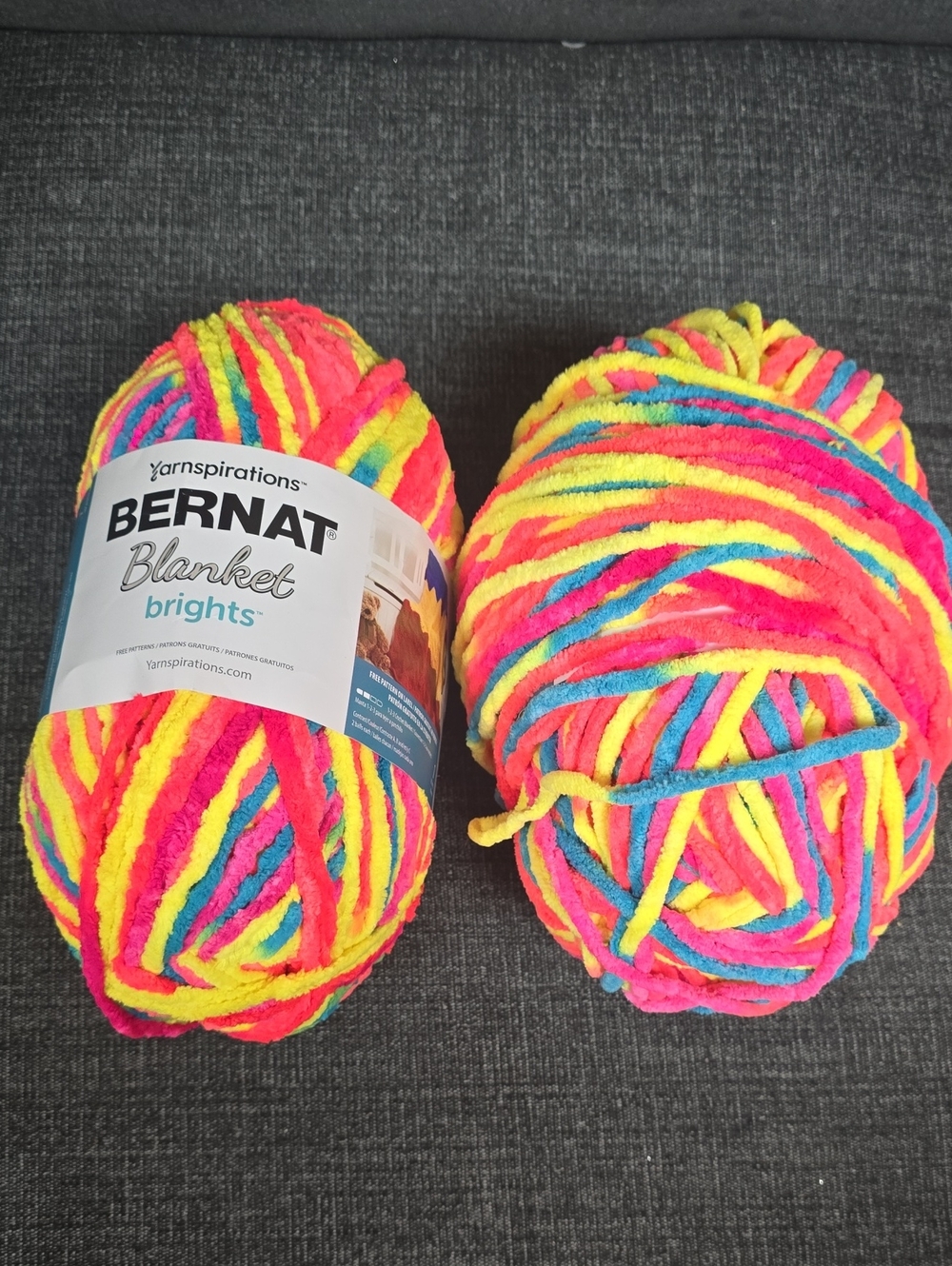 Bernat Blanket Brights Neon Mix - 2 Full Skeins